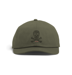 Olive Green Skull + Crossbones Khaki Baseball Cap