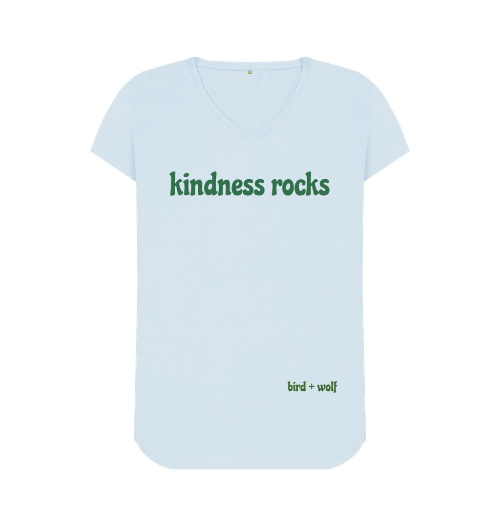 Sky Blue Kindness Rocks V Neck Tee