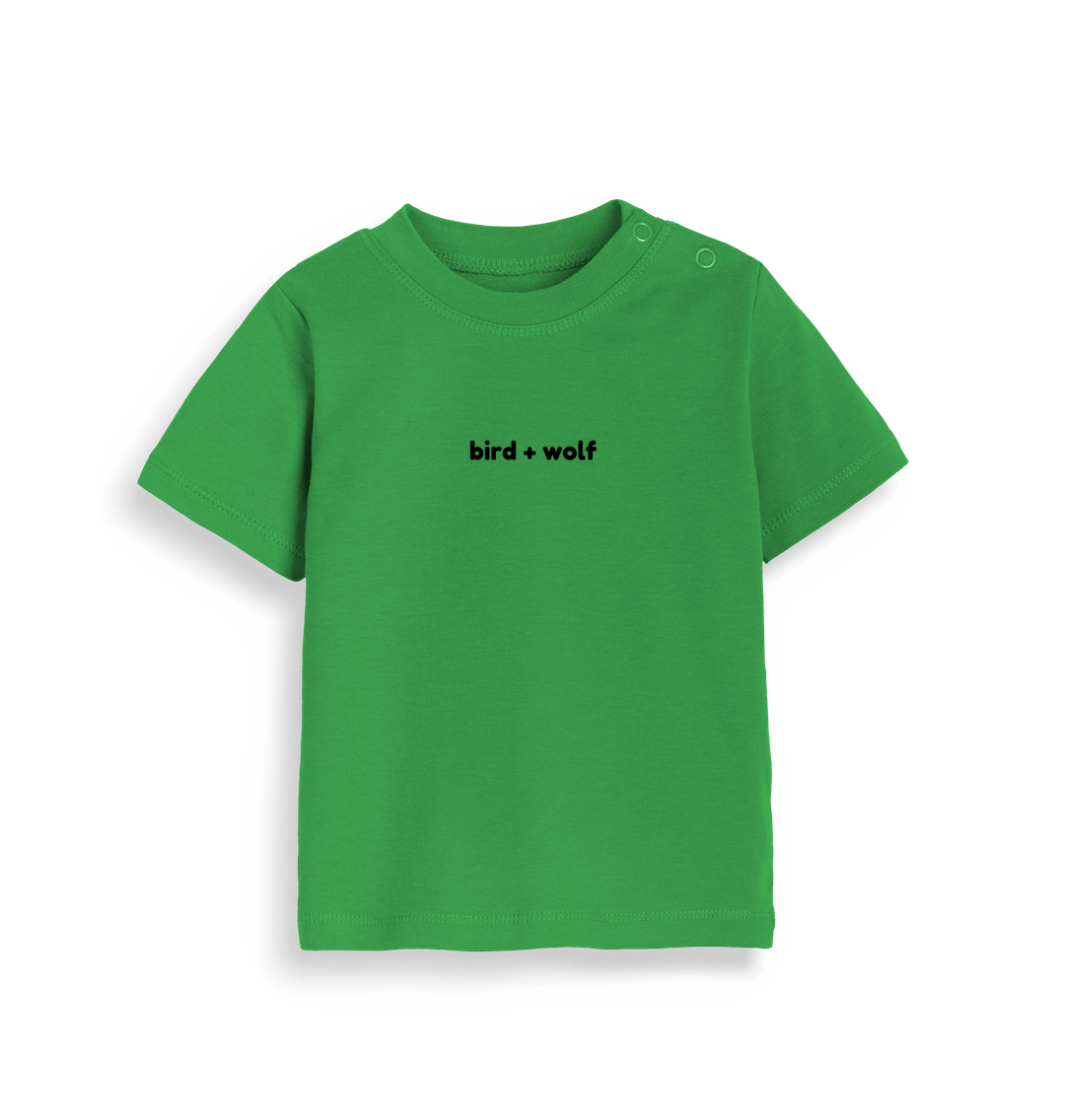 Organic Kelly Green Bird + Wolf Baby Tee