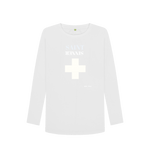 White Printed Long Sleeve T Shirt Front
