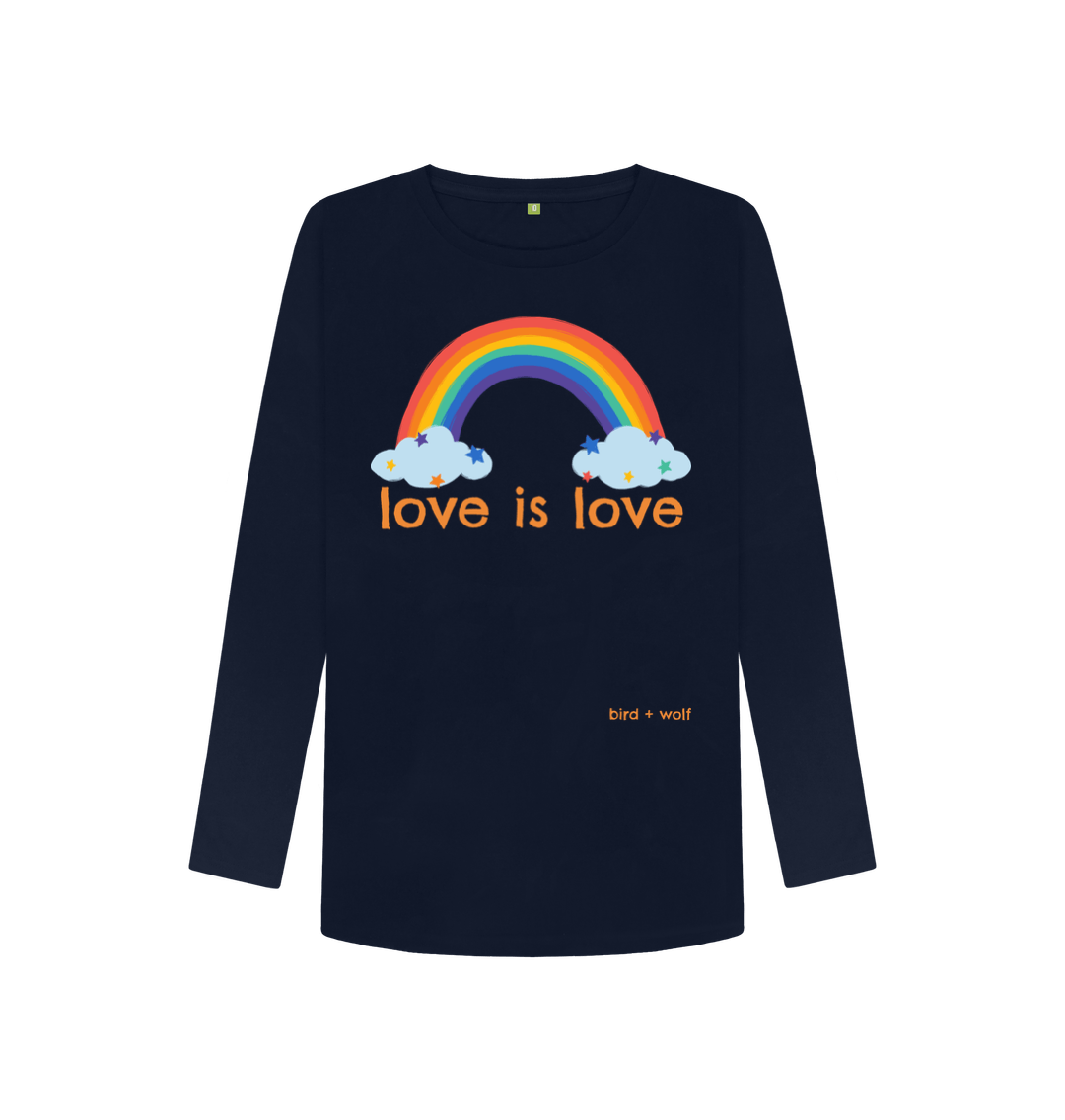 Navy Blue Love is Love Long Sleeve Tee (Rainbow)