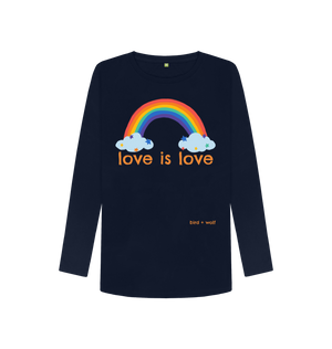 Navy Blue Love is Love Long Sleeve Tee (Rainbow)