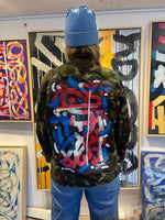 Bird + Wolf X Smiles 'Red, White + Blue' Green Camo Jacket