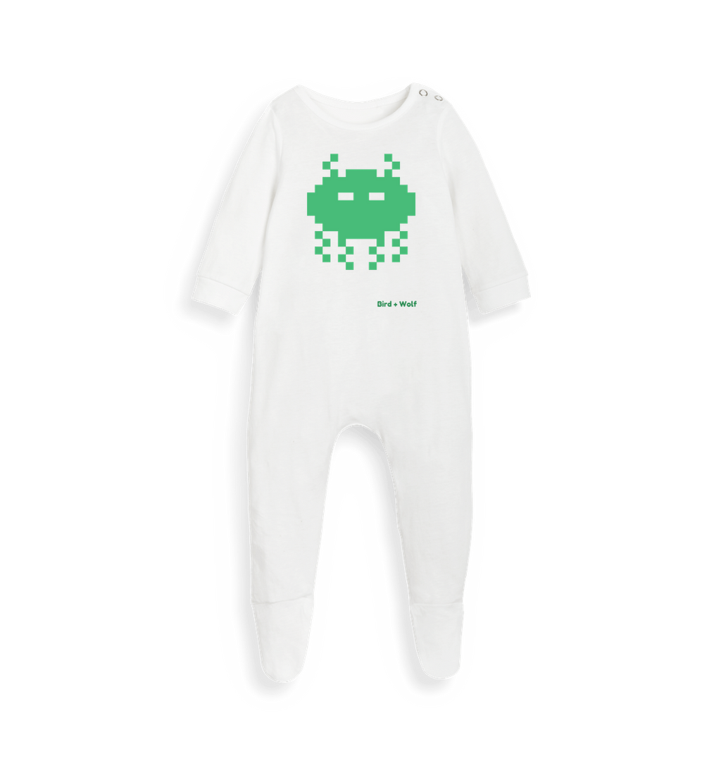 White Printed baby grow
