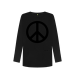 Black Printed Long Sleeve T Shirt Front