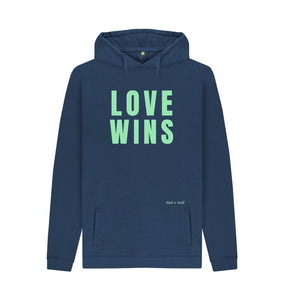 Navy Love Wins Chunky Hoodie (Green Lettering)