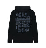 Black Printed Hoody Back
