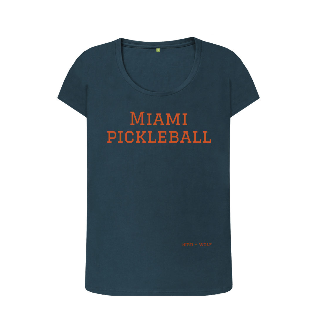 Denim Blue Miami Pickleball Scoop Tee (Brown lettering)