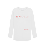 White Printed Long Sleeve T Shirt Front