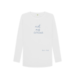 White Printed Long Sleeve T Shirt Front