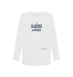 White Printed Long Sleeve T Shirt Front