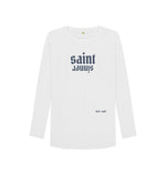 White Saint Sinner Long Sleeve Tee (Grey Lettering)