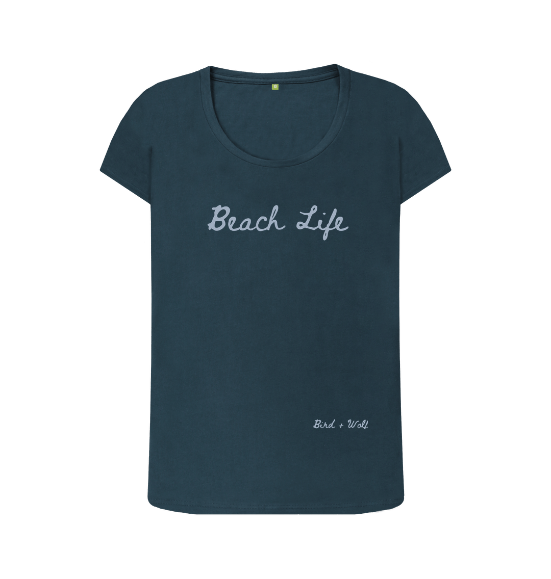 Denim Blue Beach Life Scoop Neck Tee