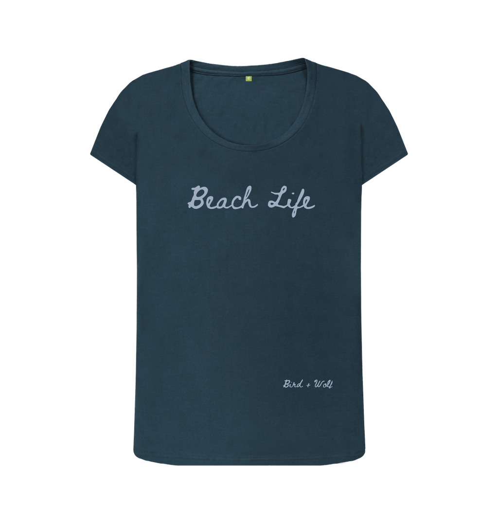 Denim Blue Beach Life Scoop Neck Tee