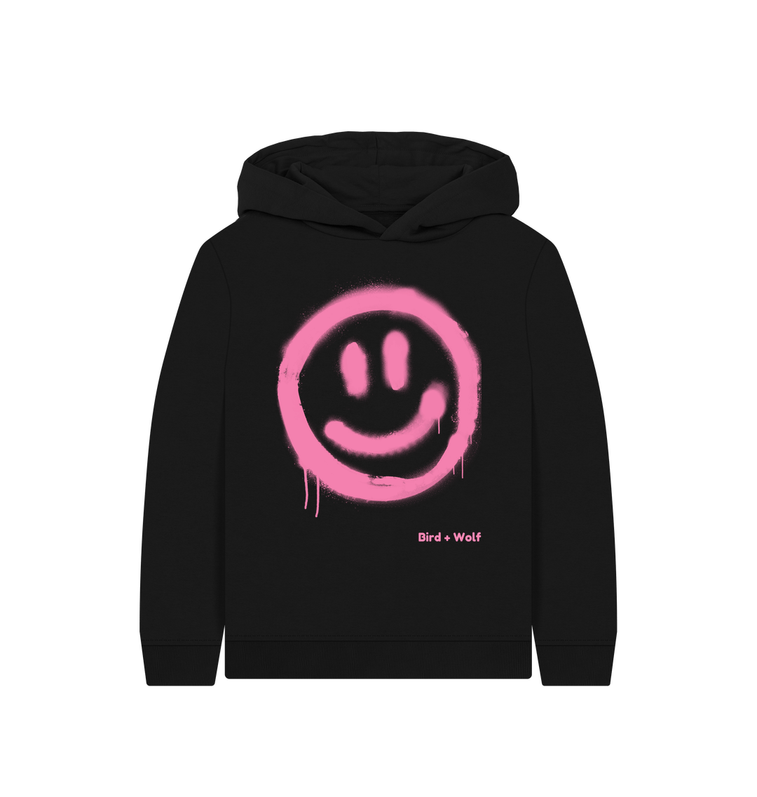 Black Smiley Face Kids Hoodie