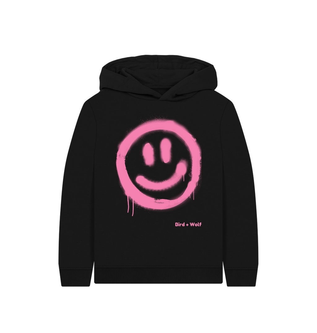 Black Smiley Face Kids Hoodie