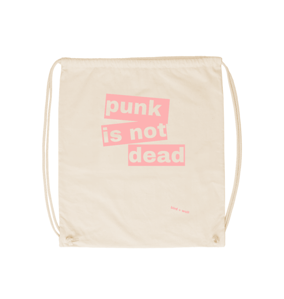 Natural Punk Is Not Dead (Pink) Drawstring Bag