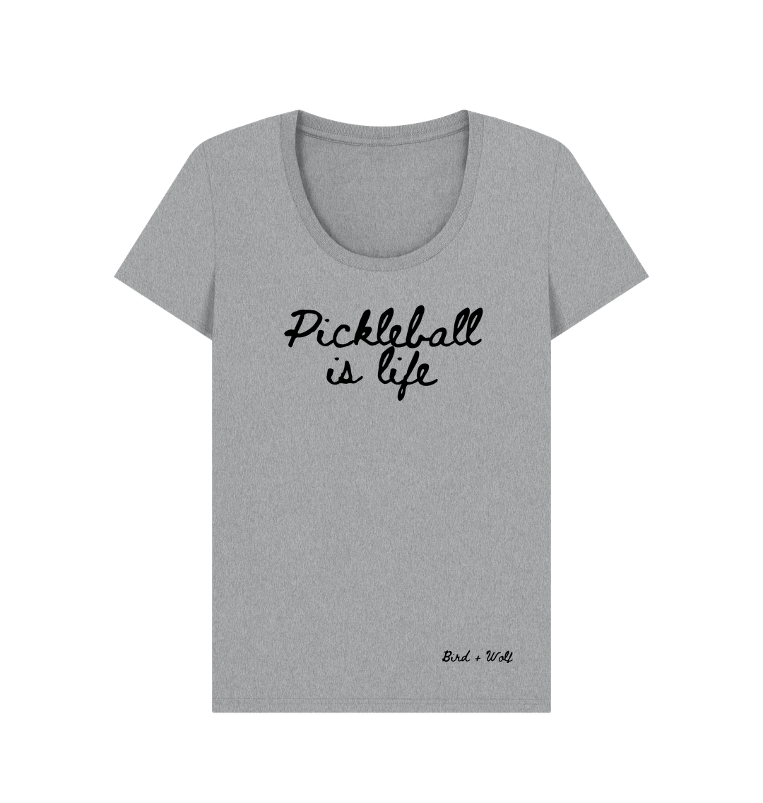 Athletic Grey Pickleball is Life Scoop Neck Tee