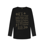Black Printed Long Sleeve T Shirt Front