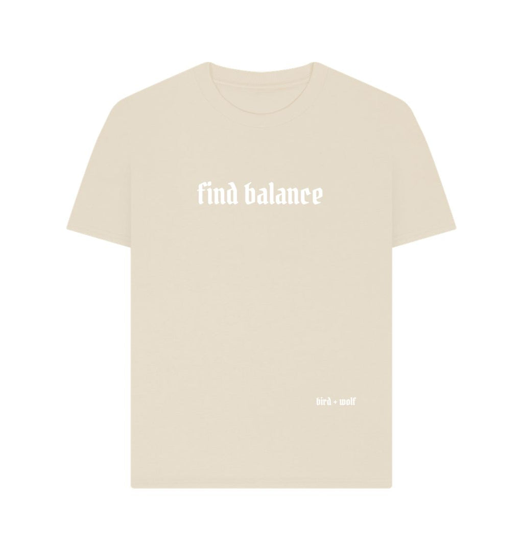 Oat Find Balance Relaxed Tee (White Lettering)