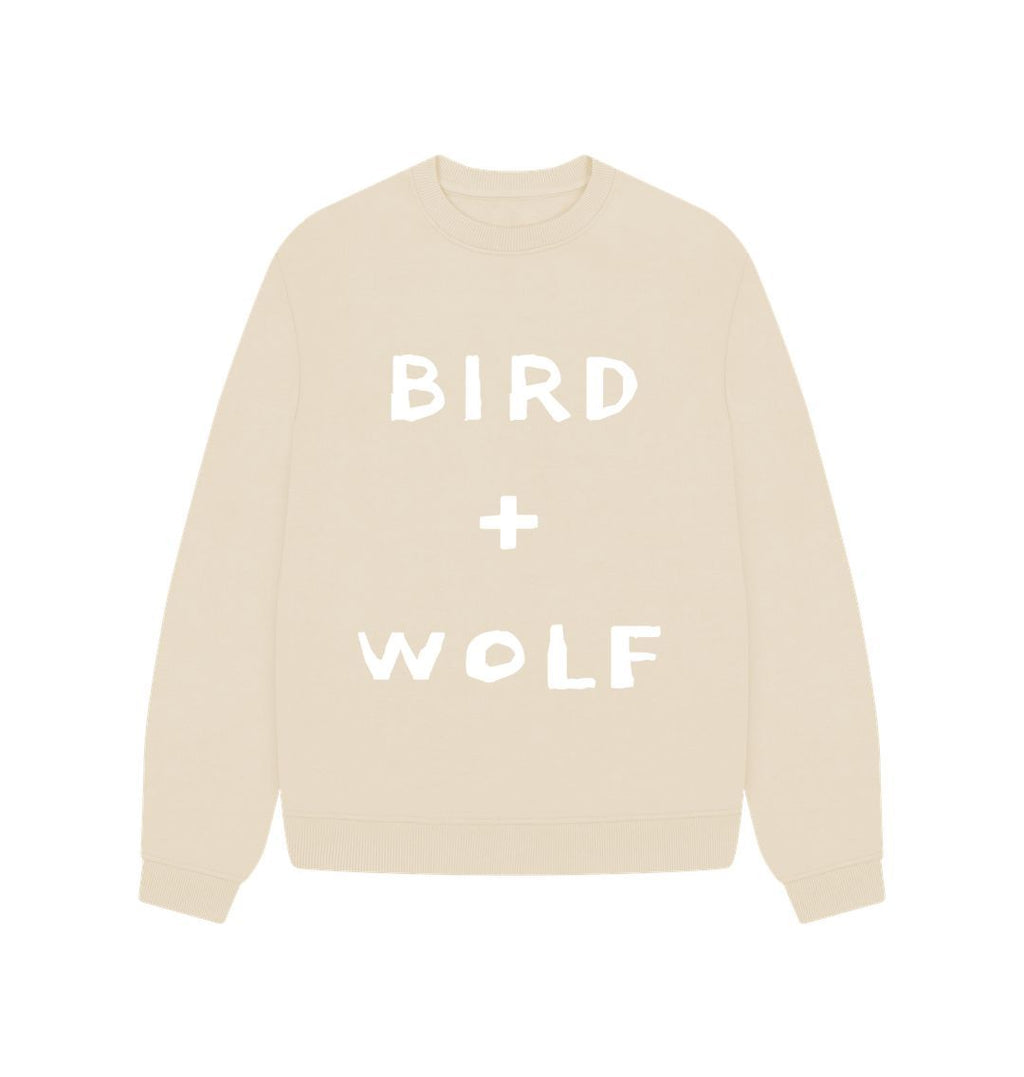 Oat Bird + Wolf Oversized Sweatshirt (White Lettering.)