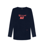 Navy Blue Printed Long Sleeve T Shirt Front