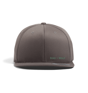 Dark Grey Bird + Wolf Snap Back Cap (Green Lettering)