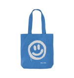 Cornflower Blue Smiley Face Organic Twill Cotton Bag