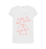 White Punk Is Not Dead Scoop Neck Tee (Pink Lettering)