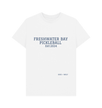 White Freshwater Bay Pickleball Classic Tee (Navy Lettering).