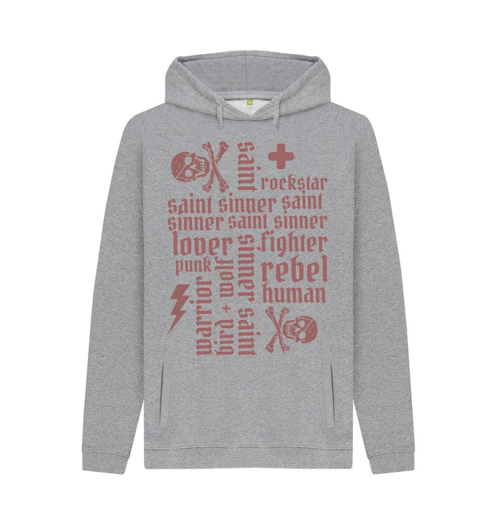 Light Heather Sinner Saint + more Chunky Hoodie (Rust Lettering)