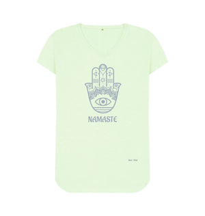 Pastel Green Namaste V Neck Tee