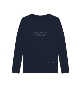 Navy Blue I Might Look Like I'm Listening Long Sleeve Tee