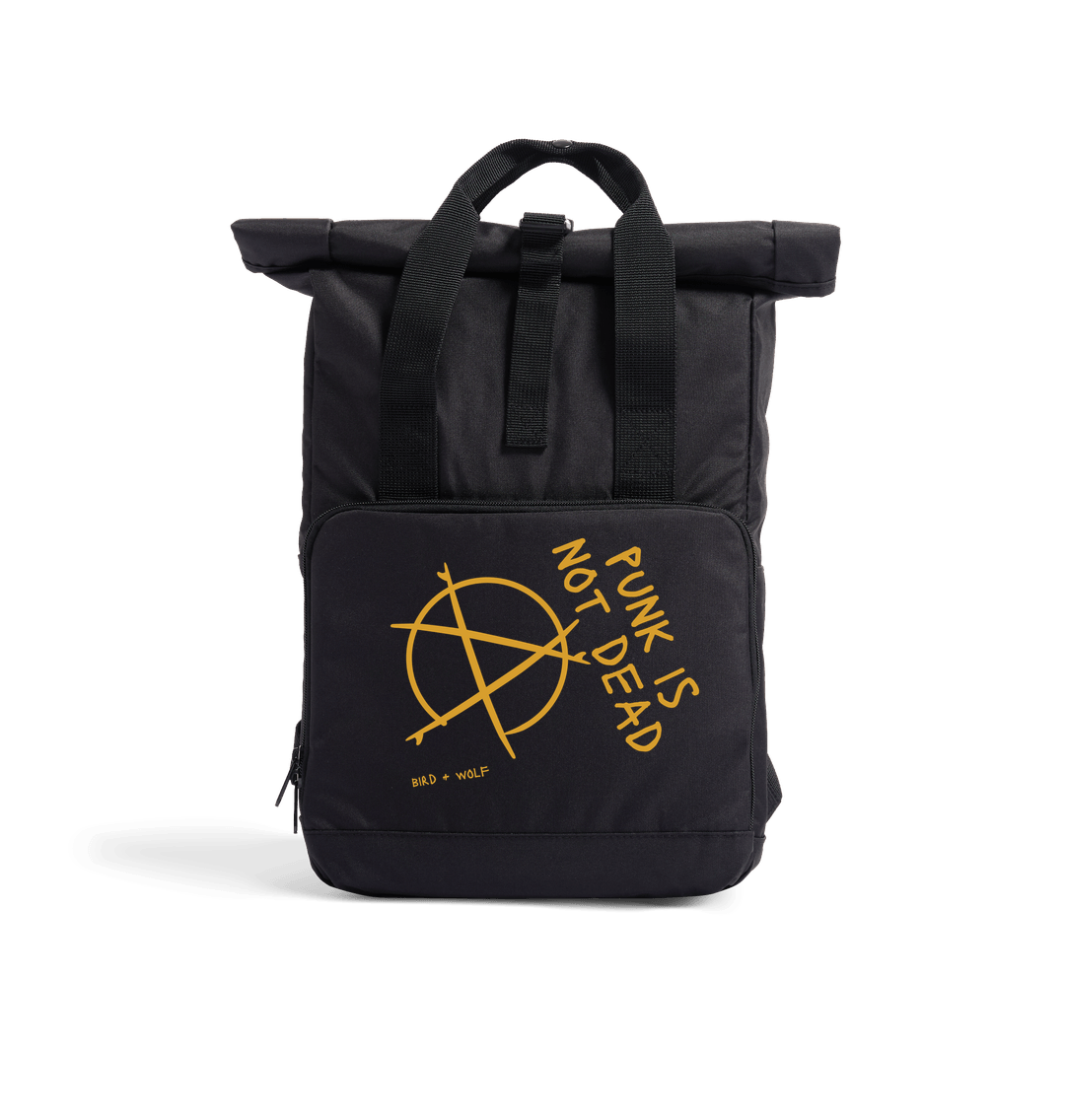 Black Punk Is Not Dead Roll Top Rucksack