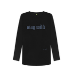 Black Printed Long Sleeve T Shirt Front