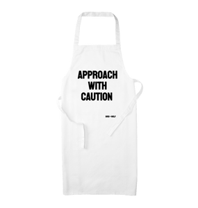 White Approach With Caution Apron