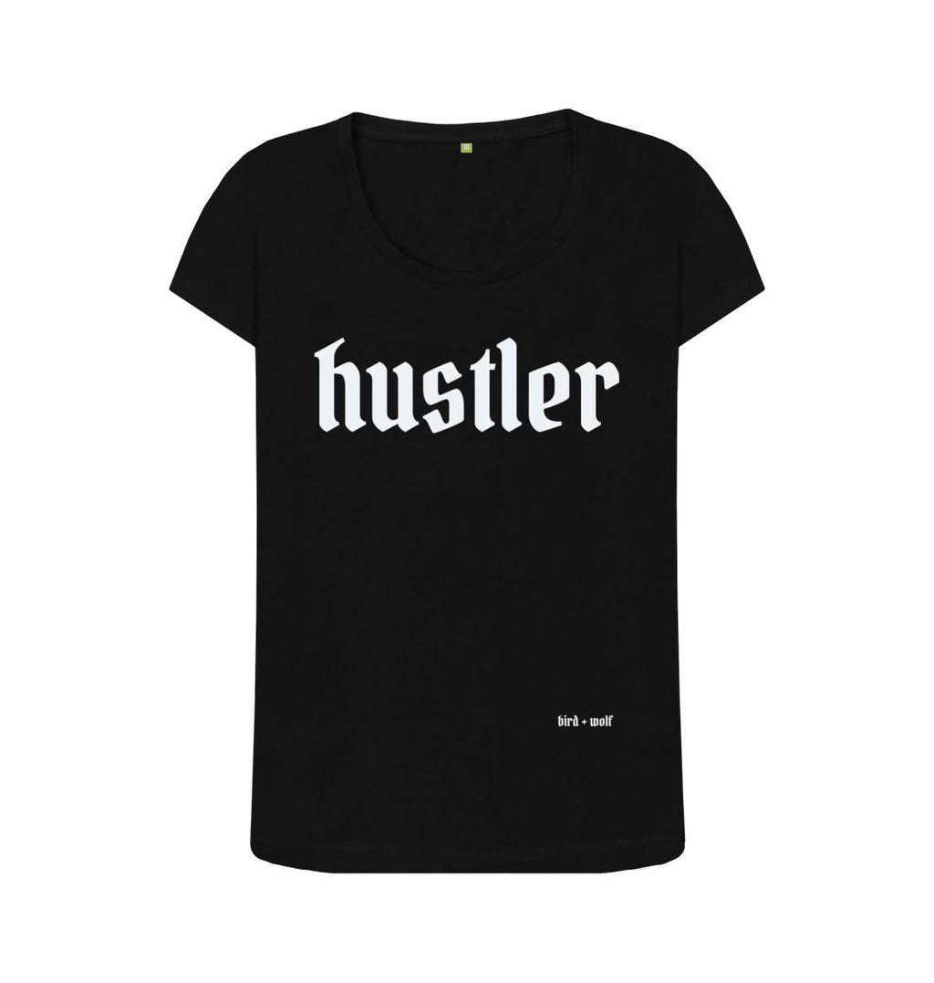 Black Hustler Scoop Neck Tee