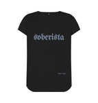 Black Soberista V Neck Tee (Grey Lettering)