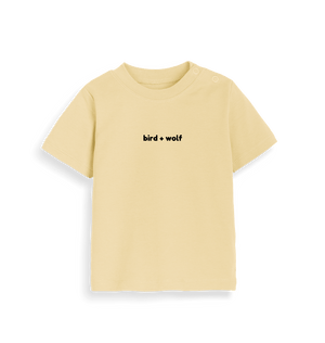 Soft Yellow Bird + Wolf Baby Tee