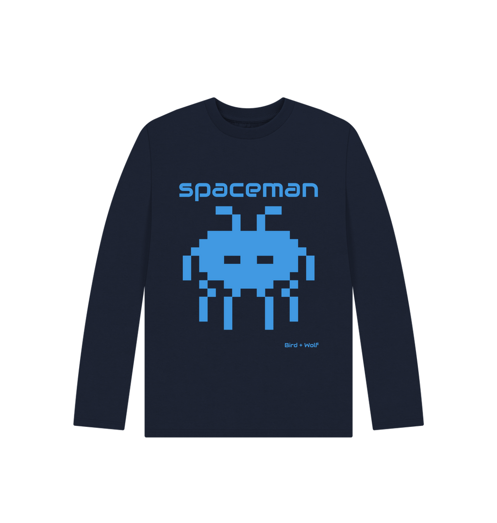 Navy Blue Spaceman Kids Long Sleeve Tee