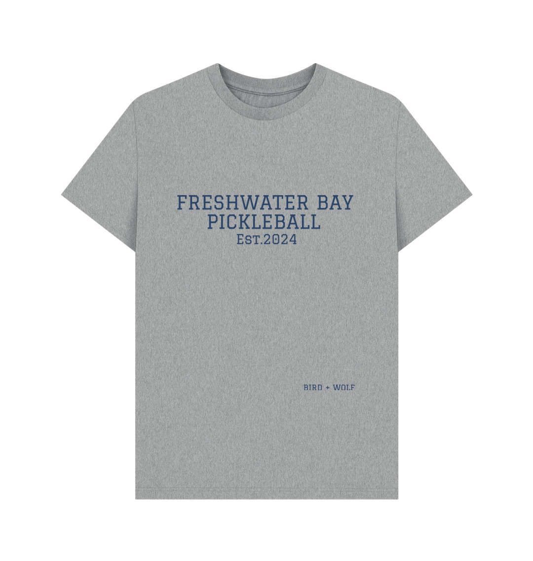 Athletic Grey Freshwater Bay Pickleball Classic Tee (Navy Lettering).