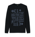 Black Printed Sweater Front