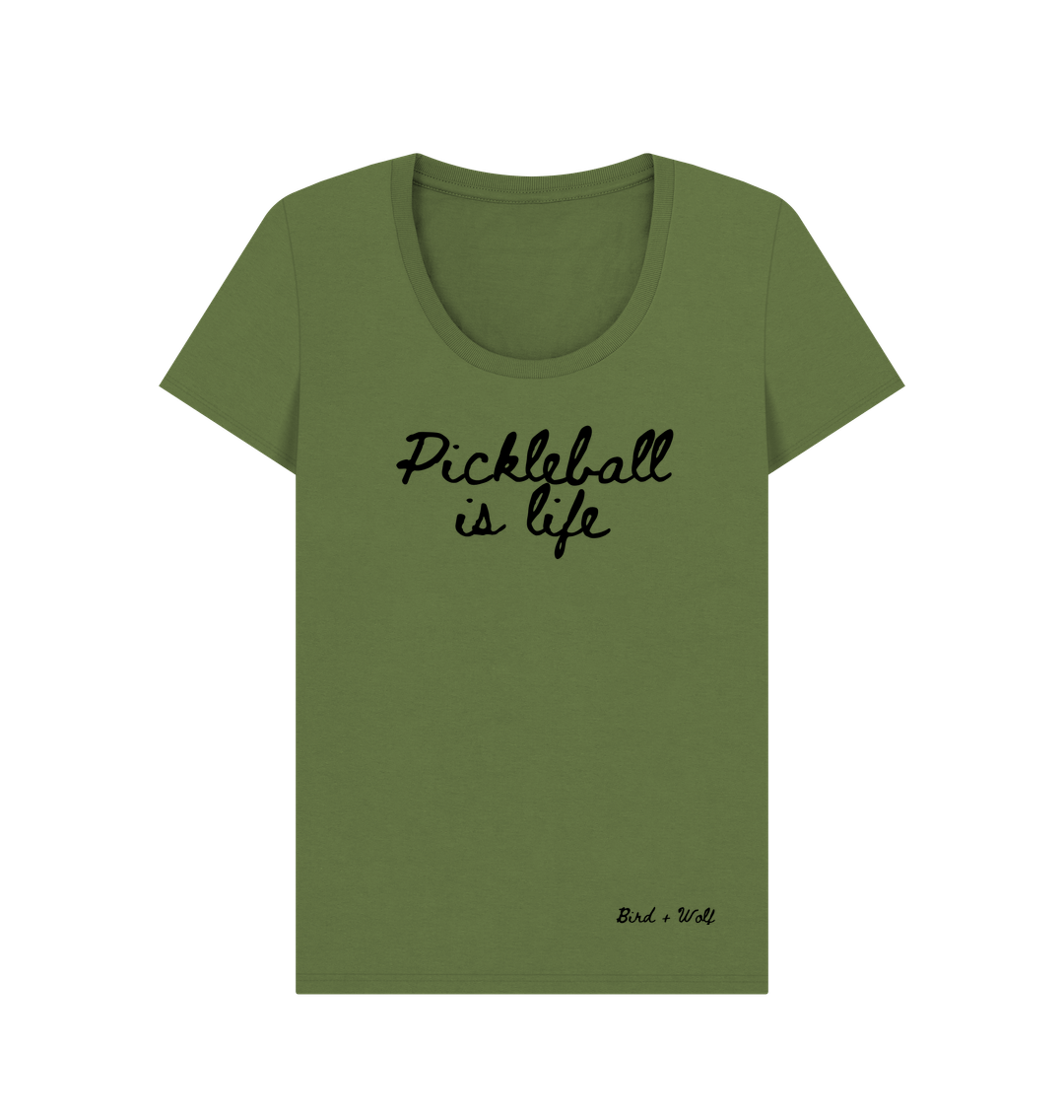 Khaki Pickleball is Life Scoop Neck Tee