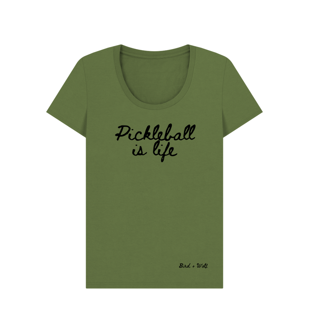 Khaki Pickleball is Life Scoop Neck Tee