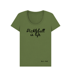 Khaki Pickleball is Life Scoop Neck Tee