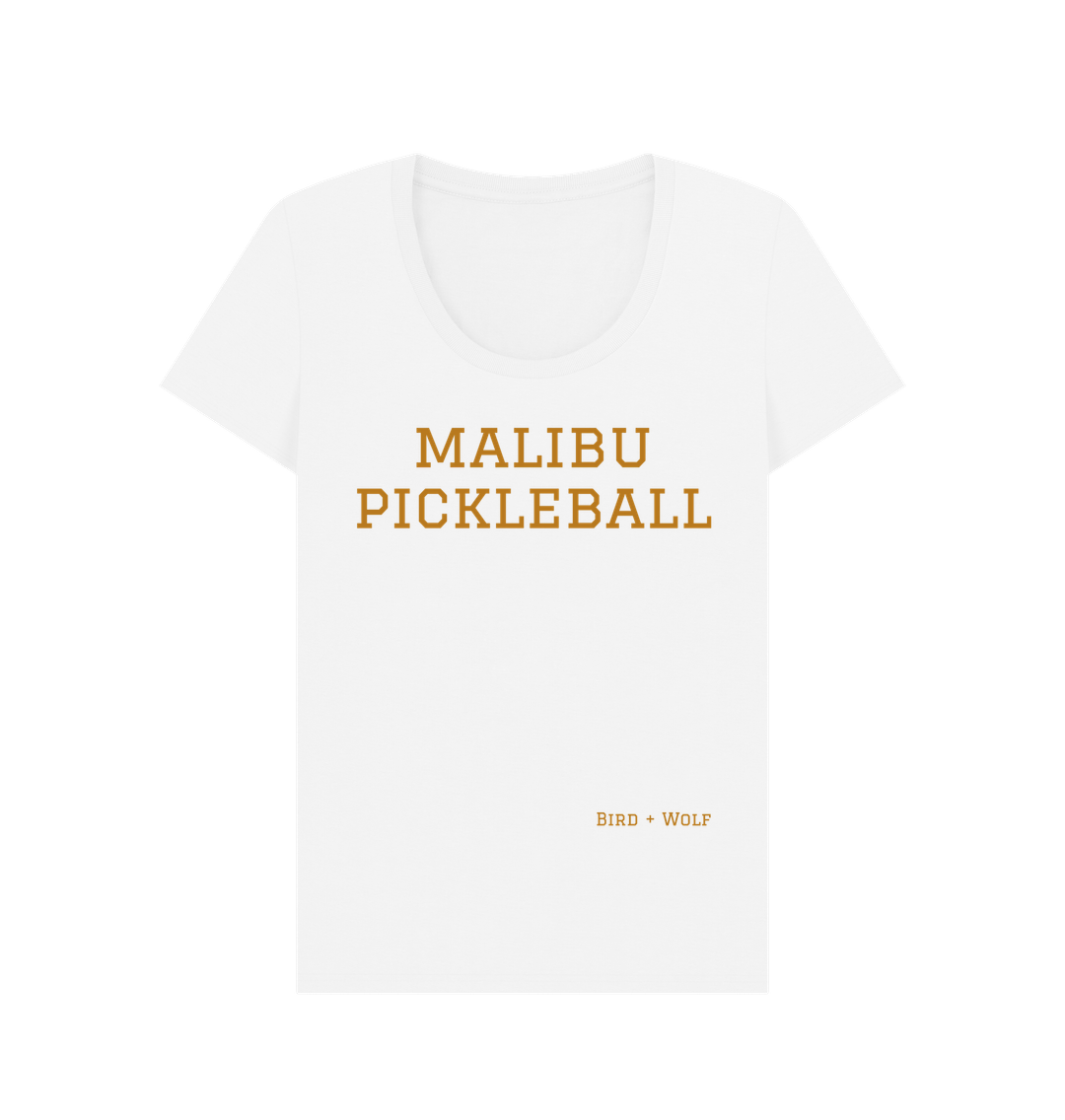 White Malibu Pickleball Scoop Neck Tee