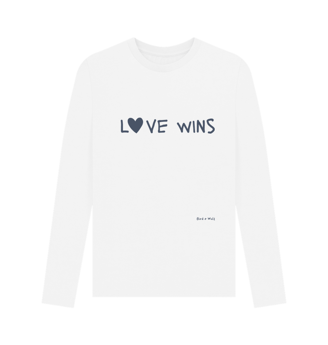 White Love Wins Long Sleeve Top (Mens Sizes)