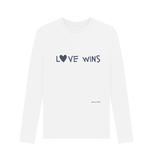 White Love Wins Long Sleeve Top (Mens Sizes)