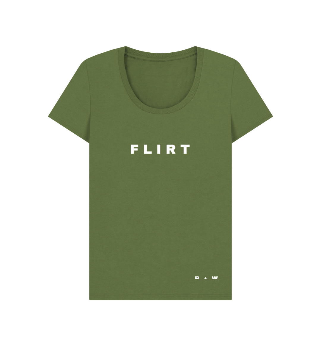 Khaki Flirt Scoop Neck Tee (White\/Spaced)