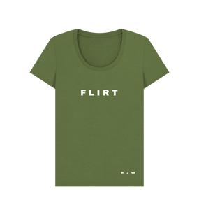 Khaki Flirt Scoop Neck Tee (White\/Spaced)